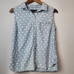 Tommy Hilfiger short sleeve button down polka dot shirt